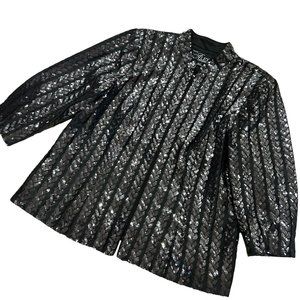 Alex Evenings Black Sequin Jackets Size XL Petite